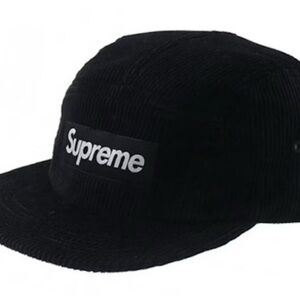 Supreme Black Corduroy Camp Cap OS Adjustable Streetwear